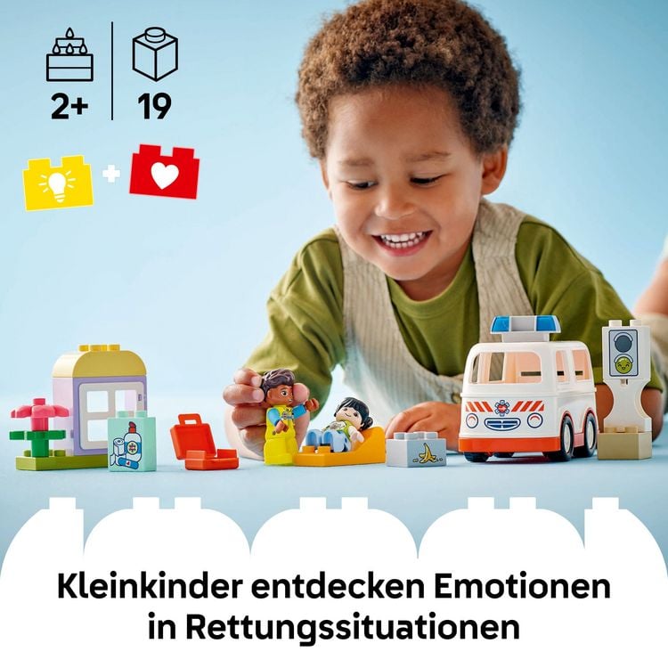 LEGO DUPLO Rettungswagen mit Fahrer, Lernspielzeug für Kleinkinder 10447