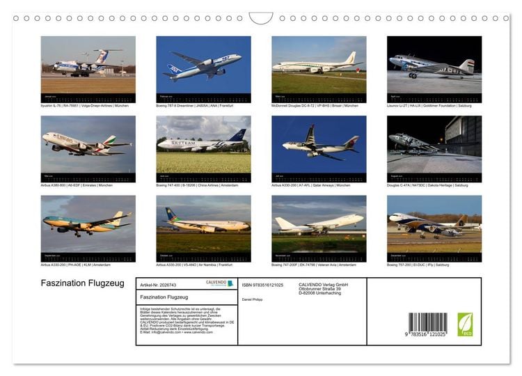 Produktbild: Faszination Flugzeug (Wandkalender 2026 DIN A3 quer), CALVENDO Monatskalender