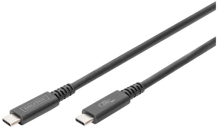 Produktbild: Digitus USB-Kabel USB 3.2 Gen2, USB 3.2 Gen2x2, USB 3.2 Gen1 USB-C&reg;, USB-C&reg; Stecker 0.80 m Schwarz Flexibel, Geschirmt, mit USB AK-300343-008-S