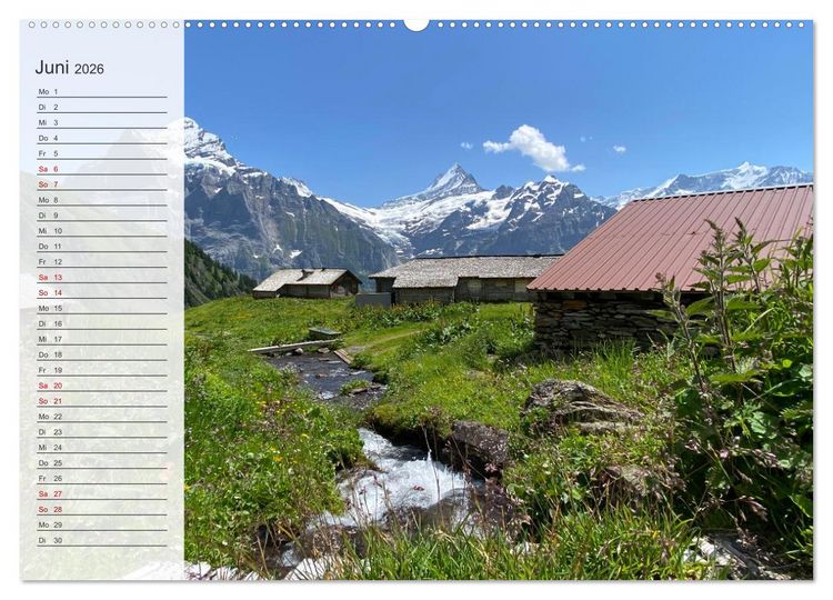 Produktbild: Alpenauszeit - Die Bergh&uuml;tten unserer Alpen (Wandkalender 2026 DIN A2 quer), CALVENDO Monatskalender