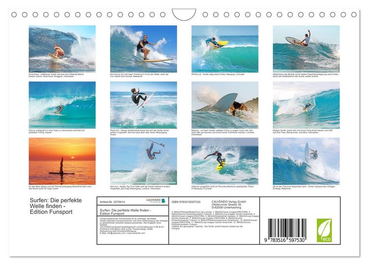 Produktbild: Surfen: Die perfekte Welle finden - Edition Funsport (Wandkalender 2026 DIN A4 quer), CALVENDO Monatskalender