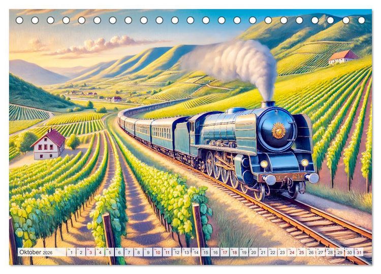 Produktbild: Faszination Eisenbahn - Lokomotiven und Landschaften der Welt (Tischkalender 2026 DIN A5 quer), CALVENDO Monatskalender