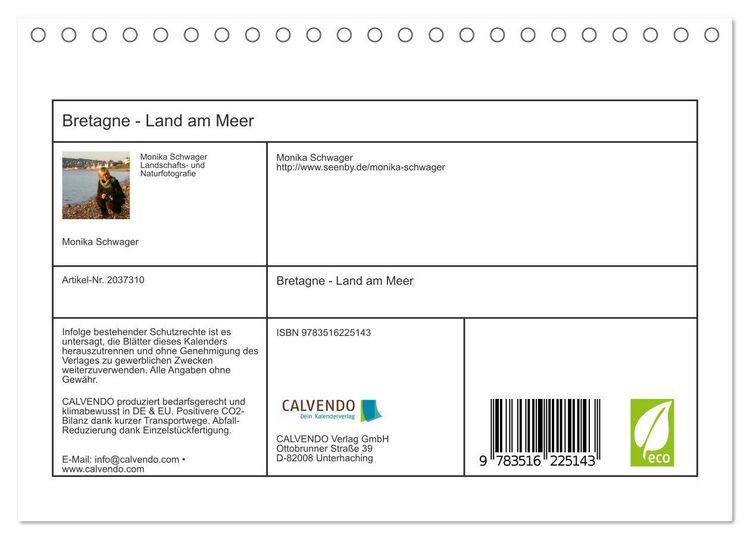 Produktbild: Bretagne - Land am Meer (Tischkalender 2026 DIN A5 quer), CALVENDO Monatskalender