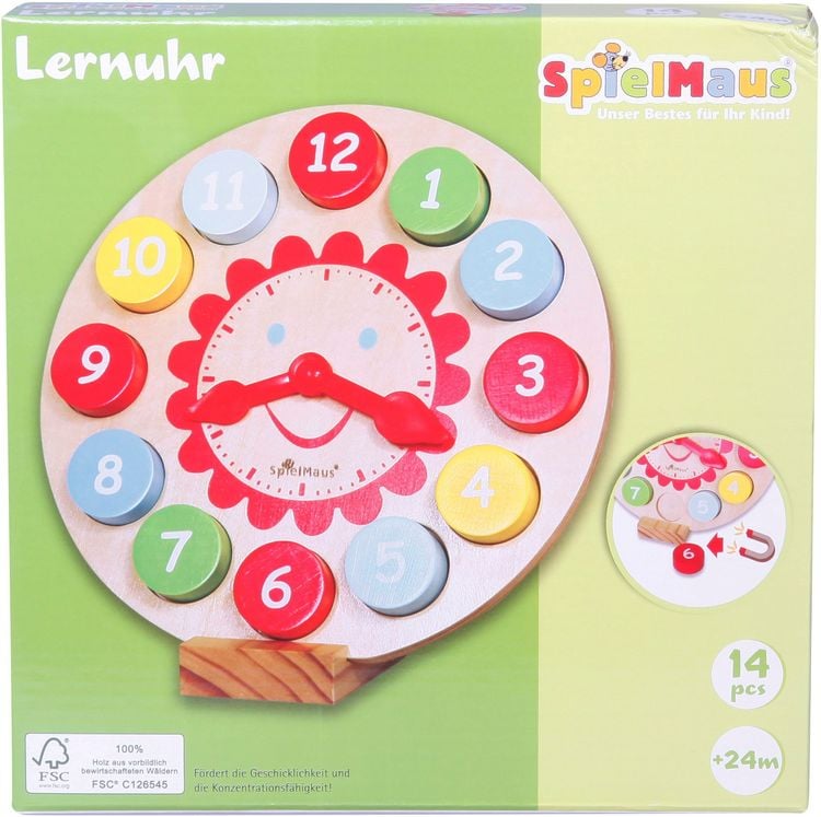 Produktbild: SpielMaus Holz Lernuhr
