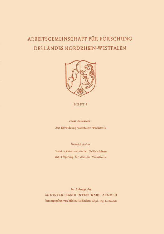 Produktbild: Zur Entwicklung warmfester Werkstoffe. Stand spektralanalytischer Pr&uuml;fverfahren und Folgerung f&uuml;r deutsche Verh&auml;ltnisse