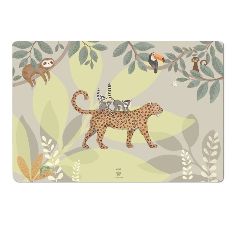 Produktbild: Scriptum Schreibtischunterlage f&uuml;r Kinder Jungel Tiere gr&uuml;n - 60 x 40 cm - aus premium Vinyl