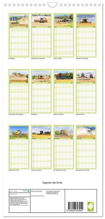 Produktbild: Familienplaner 2027 - Giganten der Ernte mit 5 Spalten (Wandkalender, 21 x 45 cm) CALVENDO