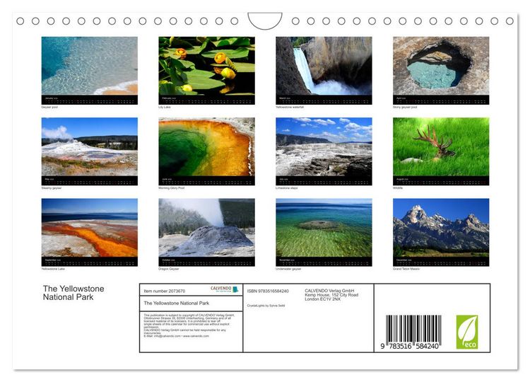 Produktbild: The Yellowstone National Park (Wall Calendar 2026 DIN A4 landscape), CALVENDO 12 Month Wall Calendar