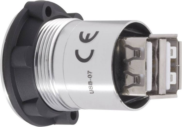 Produktbild: TRU COMPONENTS USB-07 USB-Doppeleinbaubuchse 2.0 Buchse, Einbau 2 x USB-Buchse Typ A auf 2 x USB-Buchse Typ A Inhalt: 1 St.