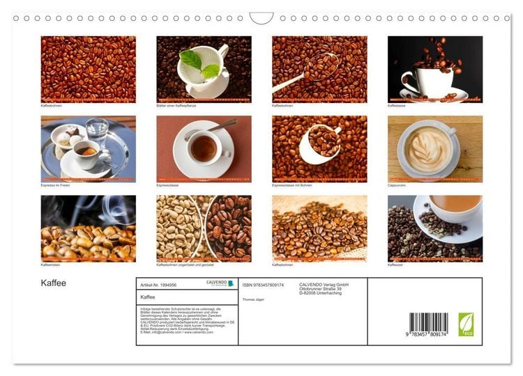Produktbild: Kaffee (Wandkalender 2026 DIN A3 quer), CALVENDO Monatskalender