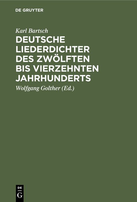 Produktbild: Deutsche Liederdichter des zw&ouml;lften bis vierzehnten Jahrhunderts