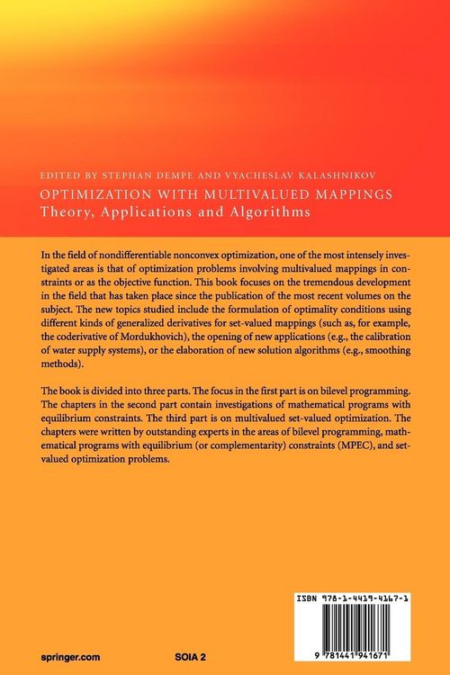 Produktbild: Optimization with Multivalued Mappings
