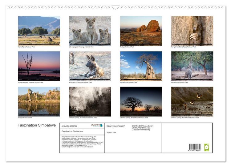 Produktbild: Faszination Simbabwe (Wandkalender 2026 DIN A2 quer), CALVENDO Monatskalender