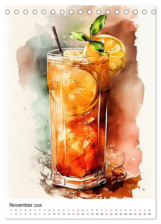 Produktbild: K&uuml;nstlerische Cocktails (Tischkalender 2026 DIN A5 hoch), CALVENDO Monatskalender