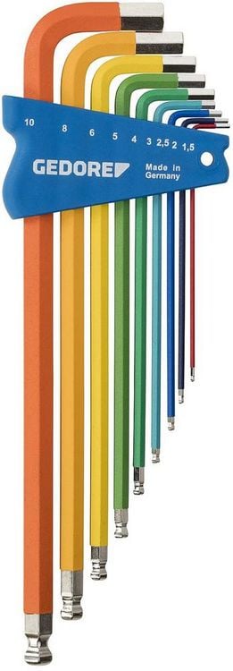 Produktbild: Gedore H 42 CKEL-09 Sechskant Winkelschraubendreher-Set 1.5 mm, 2 mm, 2.5 mm, 3 mm, 4 mm, 5 mm, 10 mm