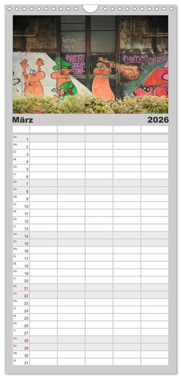Produktbild: Familienplaner 2026 - Street-Art 2026 mit 5 Spalten (Wandkalender, 21 x 45 cm) CALVENDO