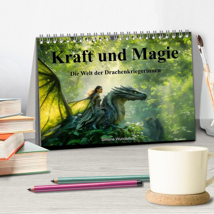 Produktbild: Kraft und Magie - Die Welt der Drachenkriegerinnen (Tischkalender 2026 DIN A5 quer), CALVENDO Monatskalender