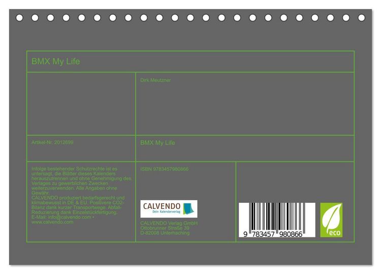 Produktbild: BMX My Life (Tischkalender 2026 DIN A5 quer), CALVENDO Monatskalender