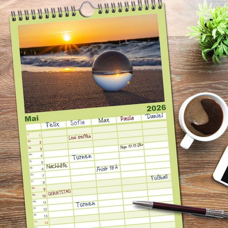 Produktbild: Familienplaner 2026 - Farben der Ostsee II mit 5 Spalten (Wandkalender, 21 x 45 cm) CALVENDO