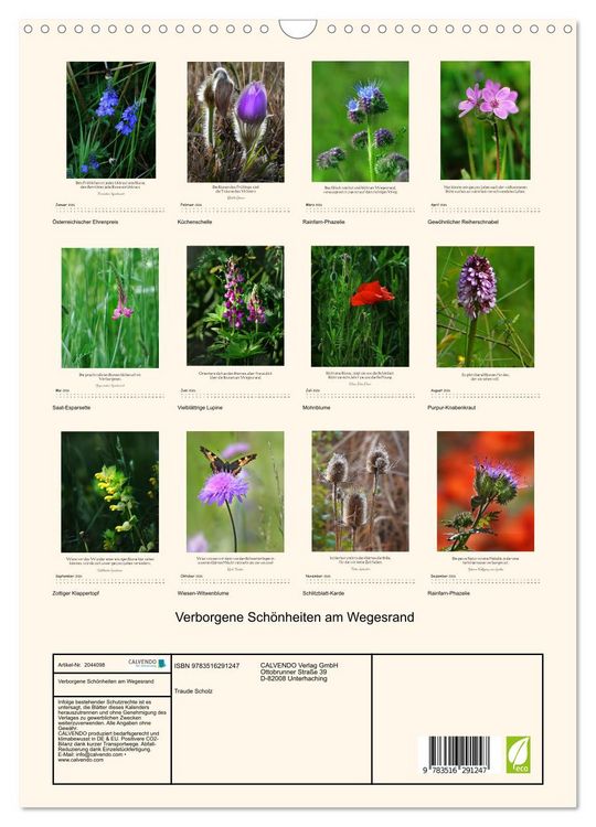 Produktbild: Verborgene Sch&ouml;nheiten am Wegesrand (Wandkalender 2026 DIN A3 hoch), CALVENDO Monatskalender