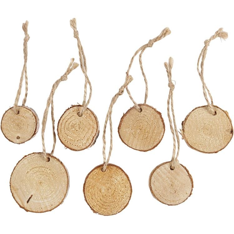 Produktbild: Creativ Company Holzscheiben mit Loch, D 35-45 mm, Dicke, 7 mm, 7 Stk