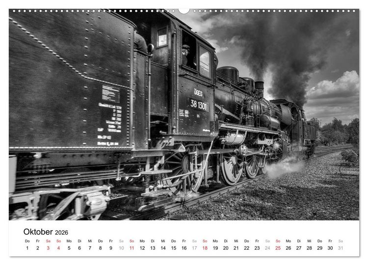 Produktbild: Unter Dampf - Eisenbahnromantik in schwarz-wei&szlig; (hochwertiger Premium Wandkalender 2026 DIN A2 quer), Kunstdruck in Hochglanz