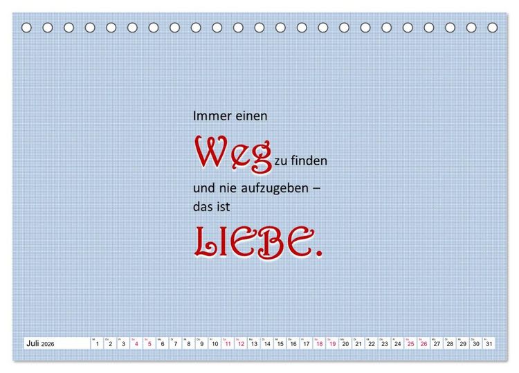 Produktbild: Zitate und Spr&uuml;che In Sachen LIEBE (Tischkalender 2026 DIN A5 quer), CALVENDO Monatskalender