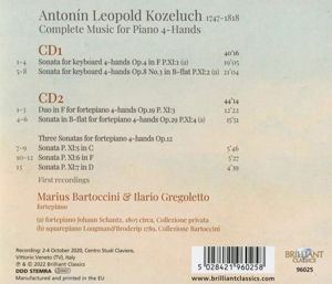 Produktbild: KKozeluch:Complete Sonatas For Piano 4-Hands