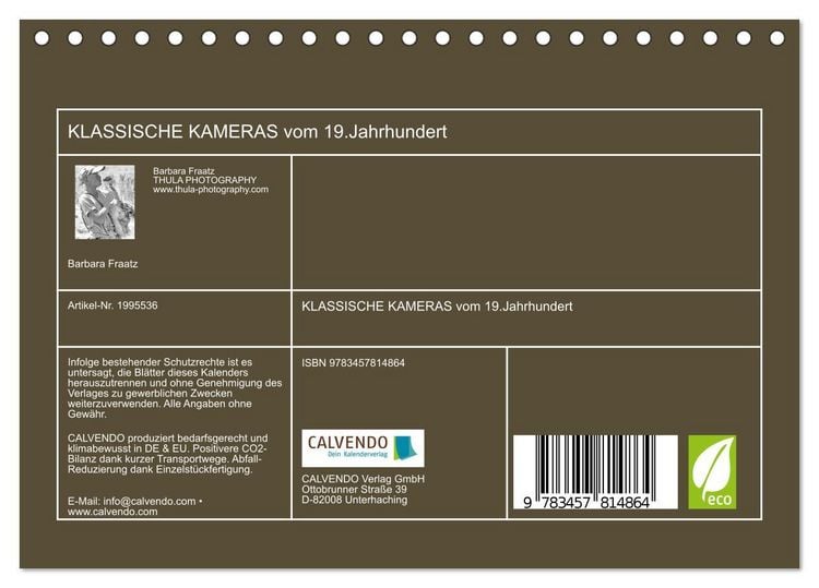 Produktbild: KLASSISCHE KAMERAS vom 19.Jahrhundert (Tischkalender 2026 DIN A5 quer), CALVENDO Monatskalender