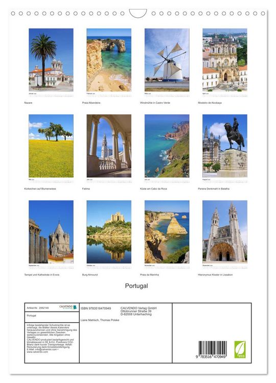 Produktbild: Portugal (Wandkalender 2026 DIN A3 hoch), CALVENDO Monatskalender