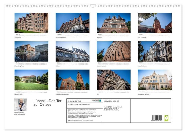 Produktbild: L&uuml;beck - Das Tor zur Ostsee (Wandkalender 2026 DIN A2 quer), CALVENDO Monatskalender