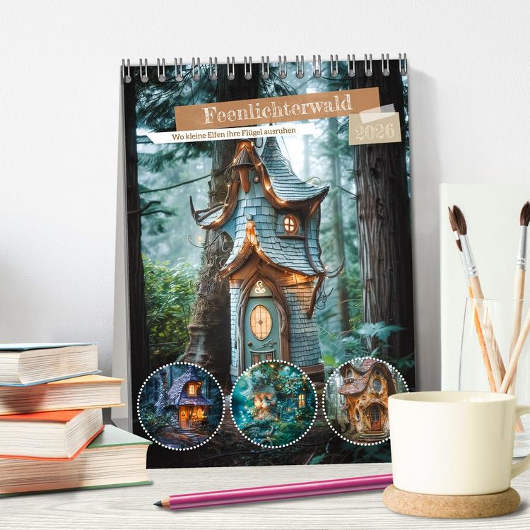 Produktbild: Feenlichterwald - Wo kleine Elfen ihre Fl&uuml;gel ausruhen (Tischkalender 2026 DIN A5 hoch), CALVENDO Monatskalender
