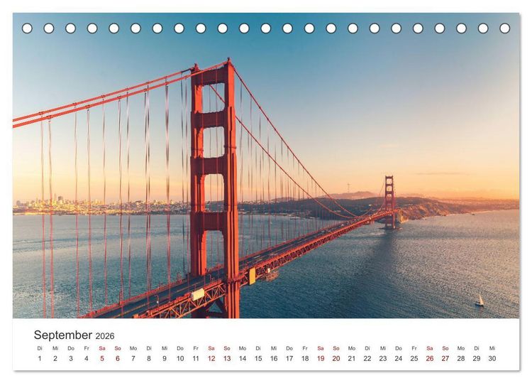 Produktbild: Golden Gate Bridge - Das ber&uuml;hmte Wahrzeichen von San Francisco. (Tischkalender 2026 DIN A5 quer), CALVENDO Monatskalender