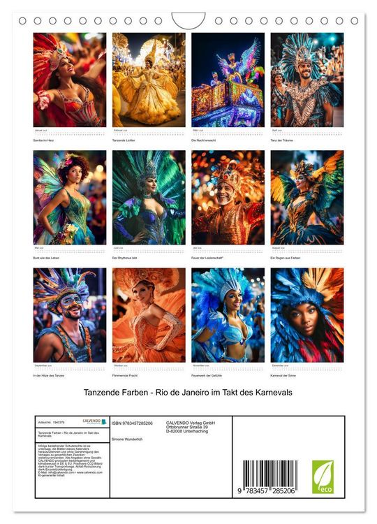 Produktbild: Tanzende Farben - Rio de Janeiro im Takt des Karnevals (Wandkalender 2026 DIN A4 hoch), CALVENDO Monatskalender