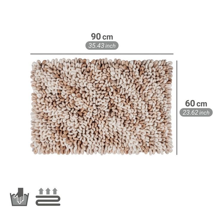 Produktbild: Badteppich Mod. Lerici, weiss-beige, Polyester/Baumwolle, 60x90 cm, rutschhemmend beschichtet,