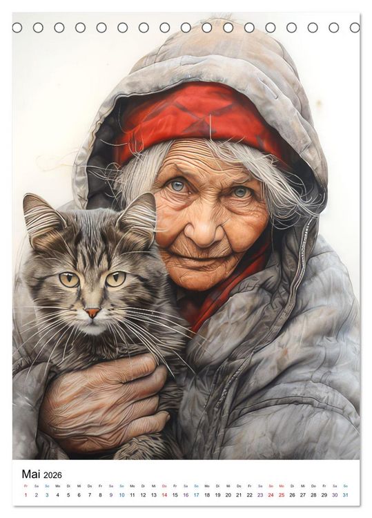 Produktbild: Katzenliebe Kunstbilder (Tischkalender 2026 DIN A5 hoch), CALVENDO Monatskalender