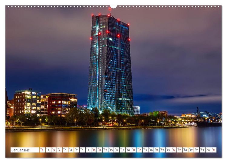 Produktbild: Frankfurt am Main - at night (Wandkalender 2026 DIN A2 quer), CALVENDO Monatskalender