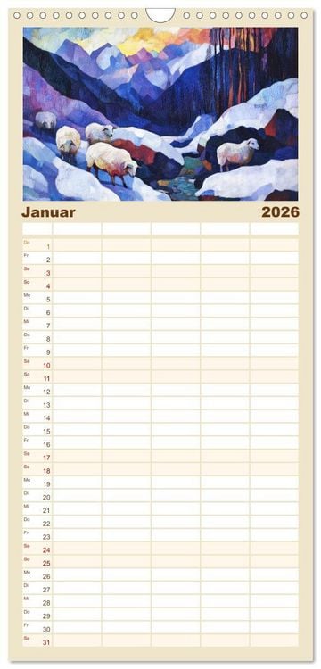 Produktbild: Familienplaner 2026 - Expressionistisch durchs Jahr mit 5 Spalten (Wandkalender, 21 x 45 cm) CALVENDO