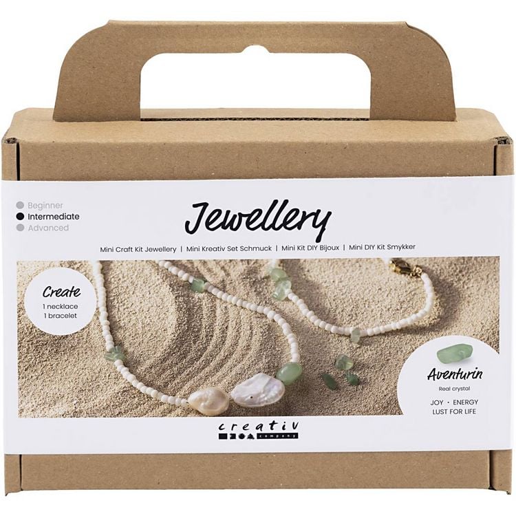 Produktbild: Creativ Company DIY Sets Beads Mini Kreativ Set Schmuck, Halskette und Armband aus Aventurin-Quarz, Kreativ Box