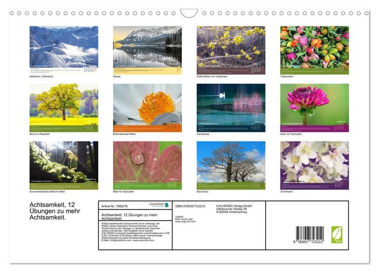 Produktbild: Achtsamkeit, 12 &Uuml;bungen zu mehr Achtsamkeit. (Wandkalender 2026 DIN A3 quer), CALVENDO Monatskalender