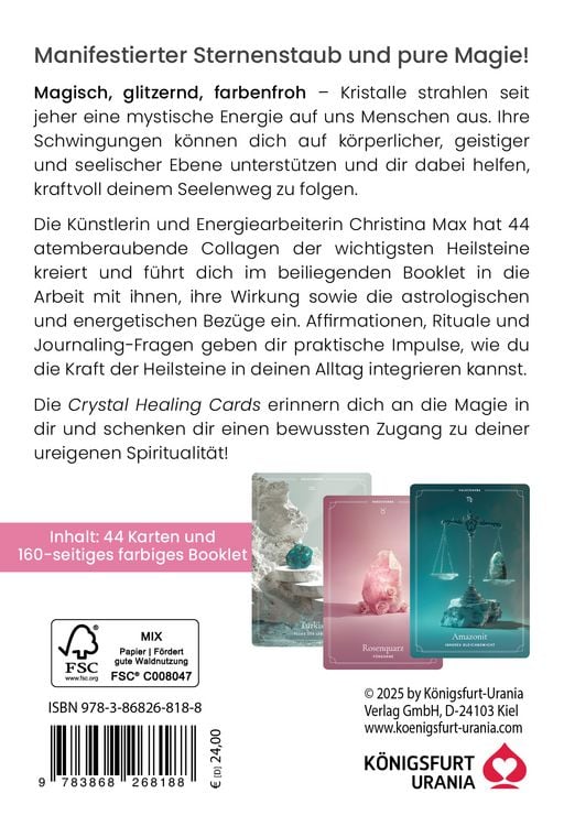 Crystal Healing Cards - 44 Karten mit Botschaften und Anleitung (Heilsteine, Edelsteine, Kristalle - Bedeutung und Anwendung)