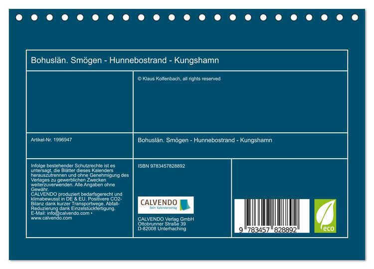 Produktbild: Bohusl&auml;n. Sm&ouml;gen - Hunnebostrand - Kungshamn (Tischkalender 2026 DIN A5 quer), CALVENDO Monatskalender