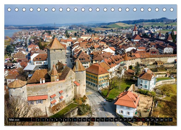 Produktbild: Murten &ndash; Historischer Charme am Ufer des Murtensees (Tischkalender 2026 DIN A5 quer), CALVENDO Monatskalender