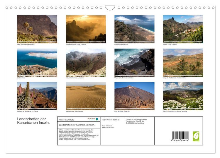Produktbild: Landschaften der Kanarischen Inseln. (Wandkalender 2026 DIN A3 quer), CALVENDO Monatskalender