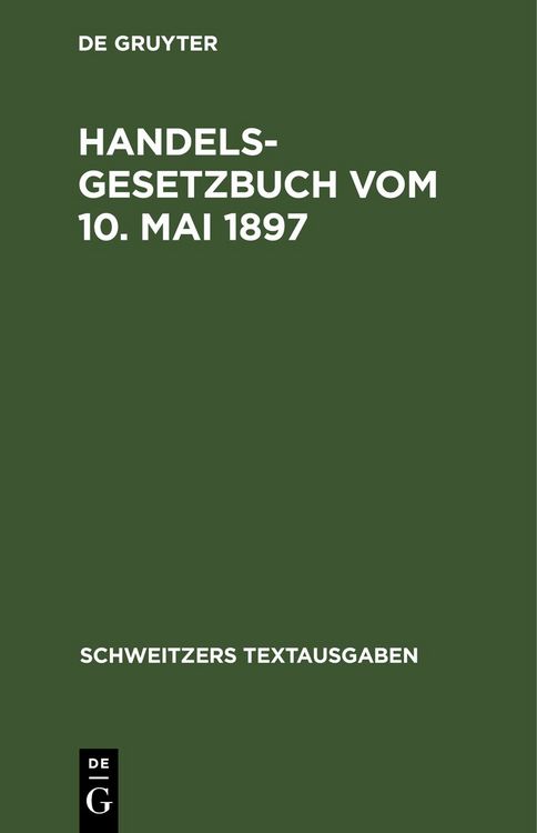 Produktbild: Handelsgesetzbuch vom 10. Mai 1897