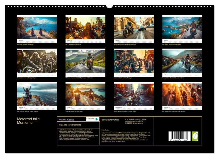 Produktbild: Motorrad tolle Momente (hochwertiger Premium Wandkalender 2026 DIN A2 quer), Kunstdruck in Hochglanz