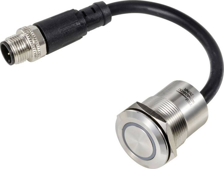 Produktbild: TRU COMPONENTS TC-12835304 TC-PS223P10YSSR12T M12 MALE CONNECTOR Piezotaster 24 V 0.2 A 1 x Aus/(Ein) tastend Rot (&Oslash;) 28.5 mm 1 St.