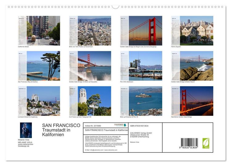 Produktbild: SAN FRANCISCO Traumstadt in Kalifornien (hochwertiger Premium Wandkalender 2026 DIN A2 quer), Kunstdruck in Hochglanz