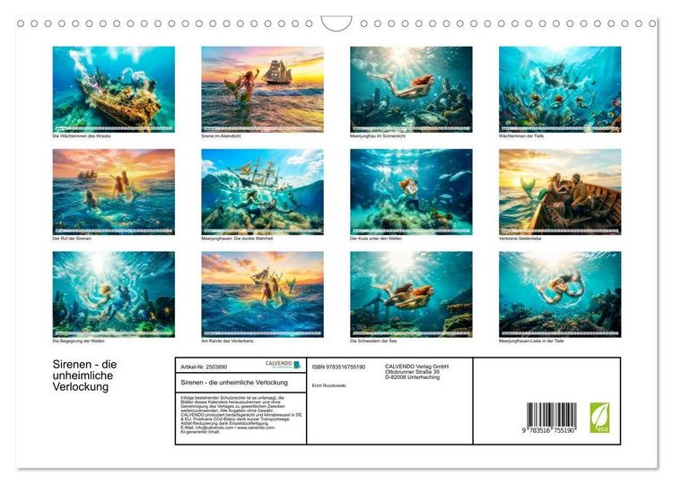 Produktbild: Sirenen - die unheimliche Verlockung (Wandkalender 2027 DIN A3 quer), CALVENDO Monatskalender