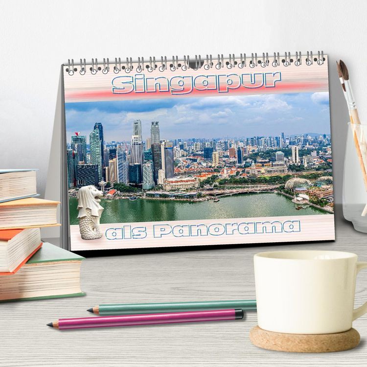 Produktbild: Singapur als Panorama (Tischkalender 2026 DIN A5 quer), CALVENDO Monatskalender